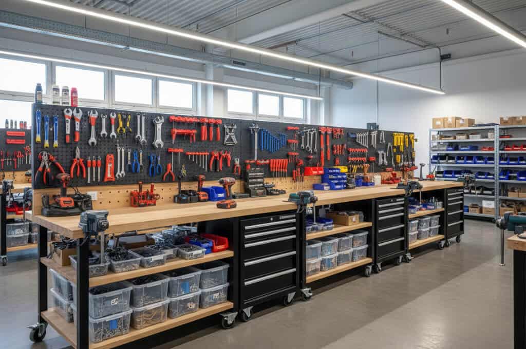 Tools and equipment workshop for industrial maintenance and repair at Team21 PFM facility.